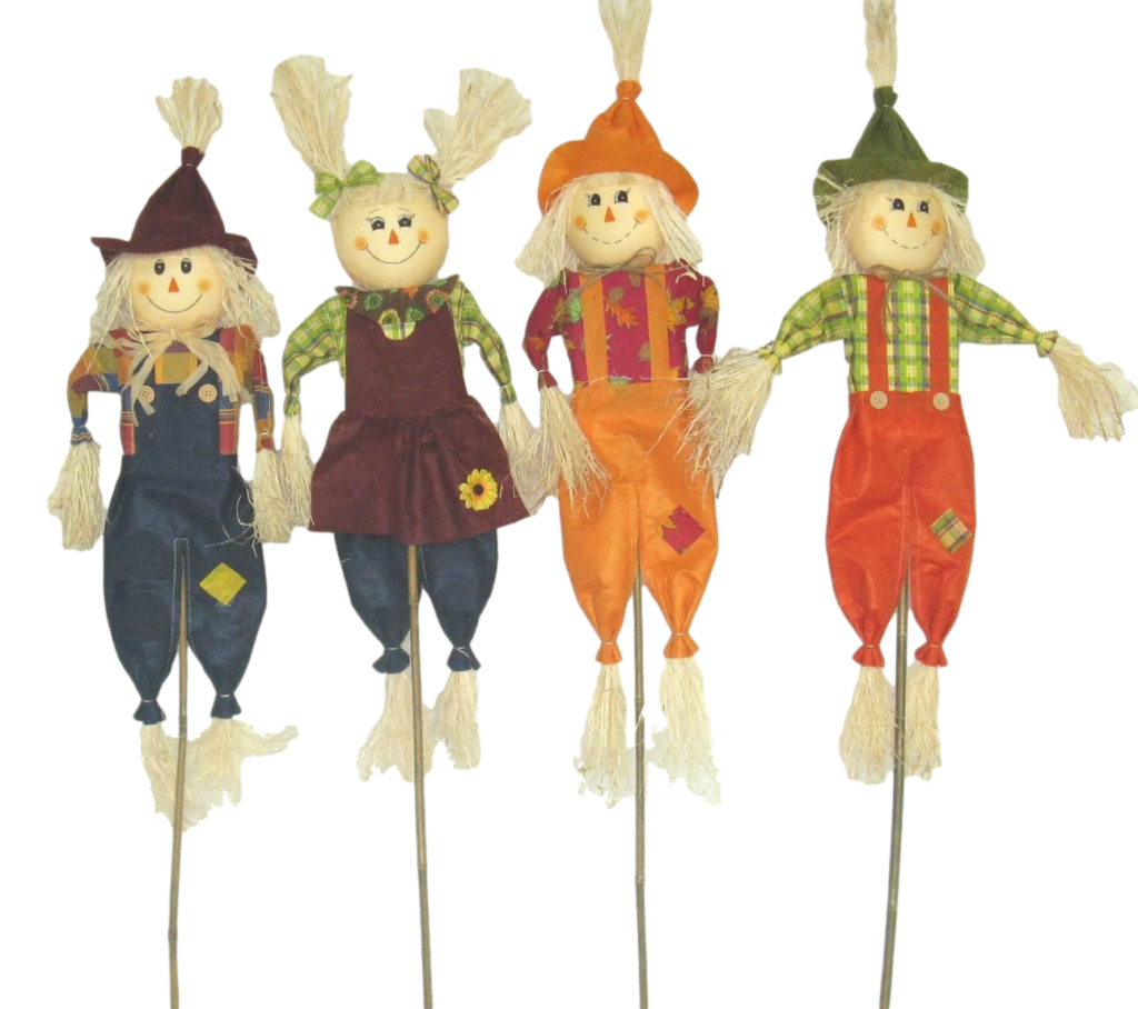 39" SCARECROW ON POLE 4 ASST. CS. PK.: 24